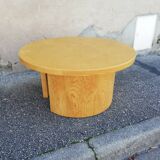 Vintage coffee table round light wood