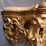 18th century gilded wooden console with 2 legs