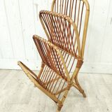 Vintage rattan magazine holder