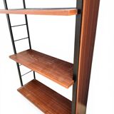 Scandinavian modular library shelves - lacquered mahogany metal 1970