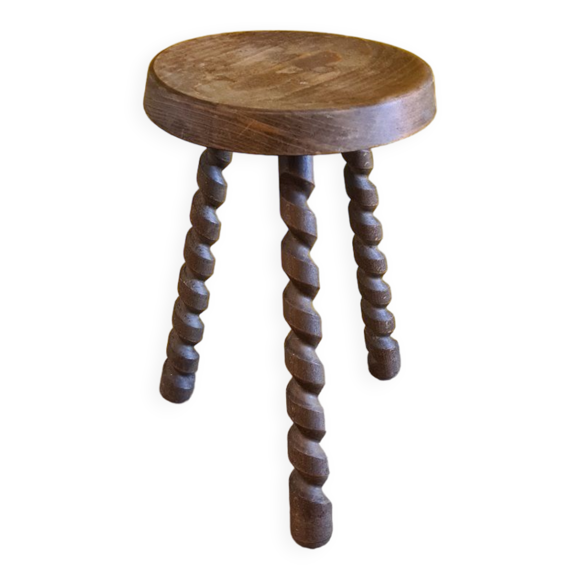Vintage French Wooden Stool from the 1970s.