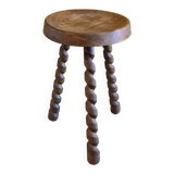 Vintage French Wooden Stool from the 1970s.