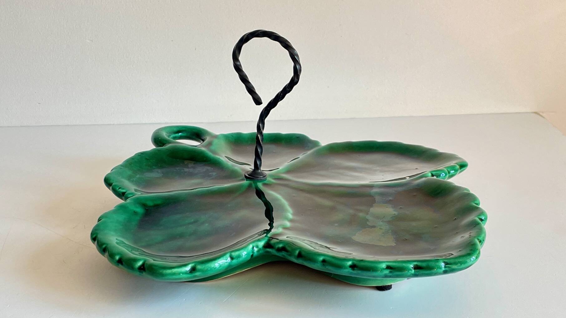 Vintage glazed ceramic slip dish