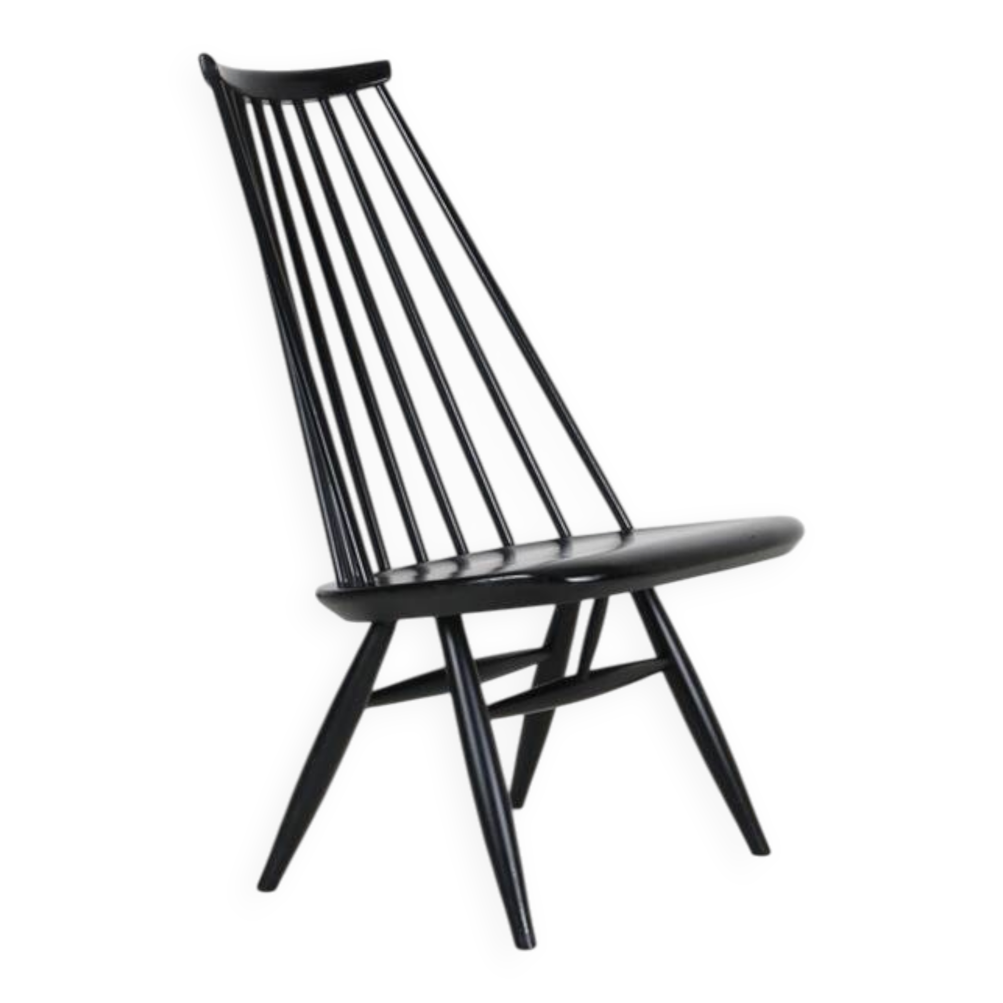 Asko / Ilmari Tapiovaara “Mademoiselle” spindle back lounge chair / Mid Century Modern Design / Finland / 1950s-1960s / black