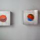 Pair of space-age wall lights, "fusing" glass, Germany, 1970