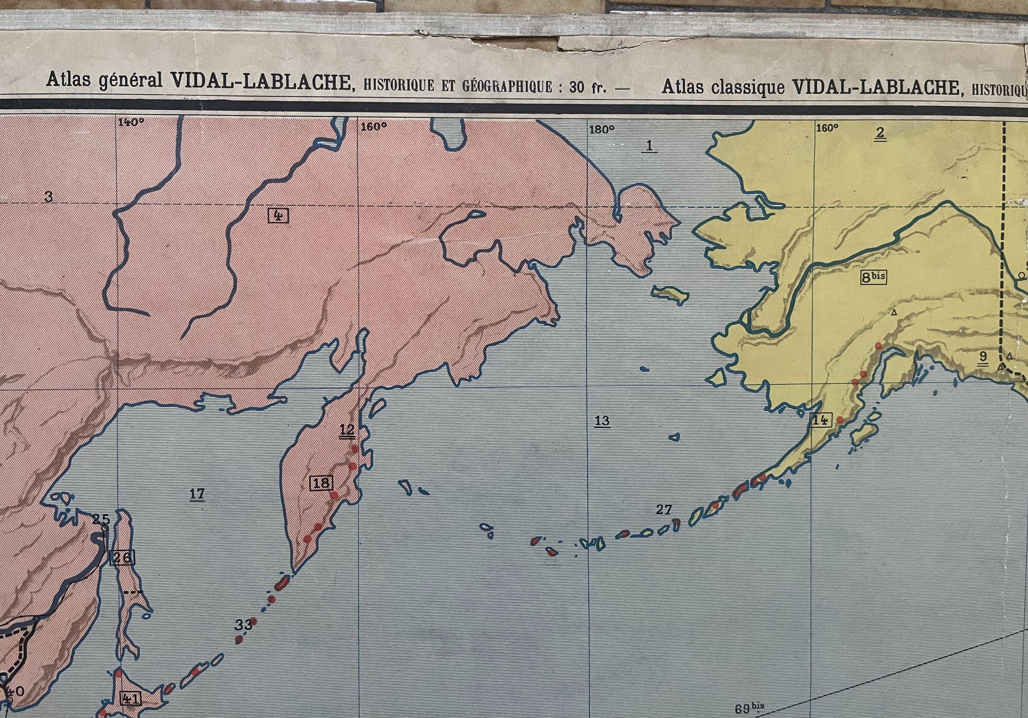 Old school map Vidal-Lablache 21, Mézières T15, 1900 Oceania