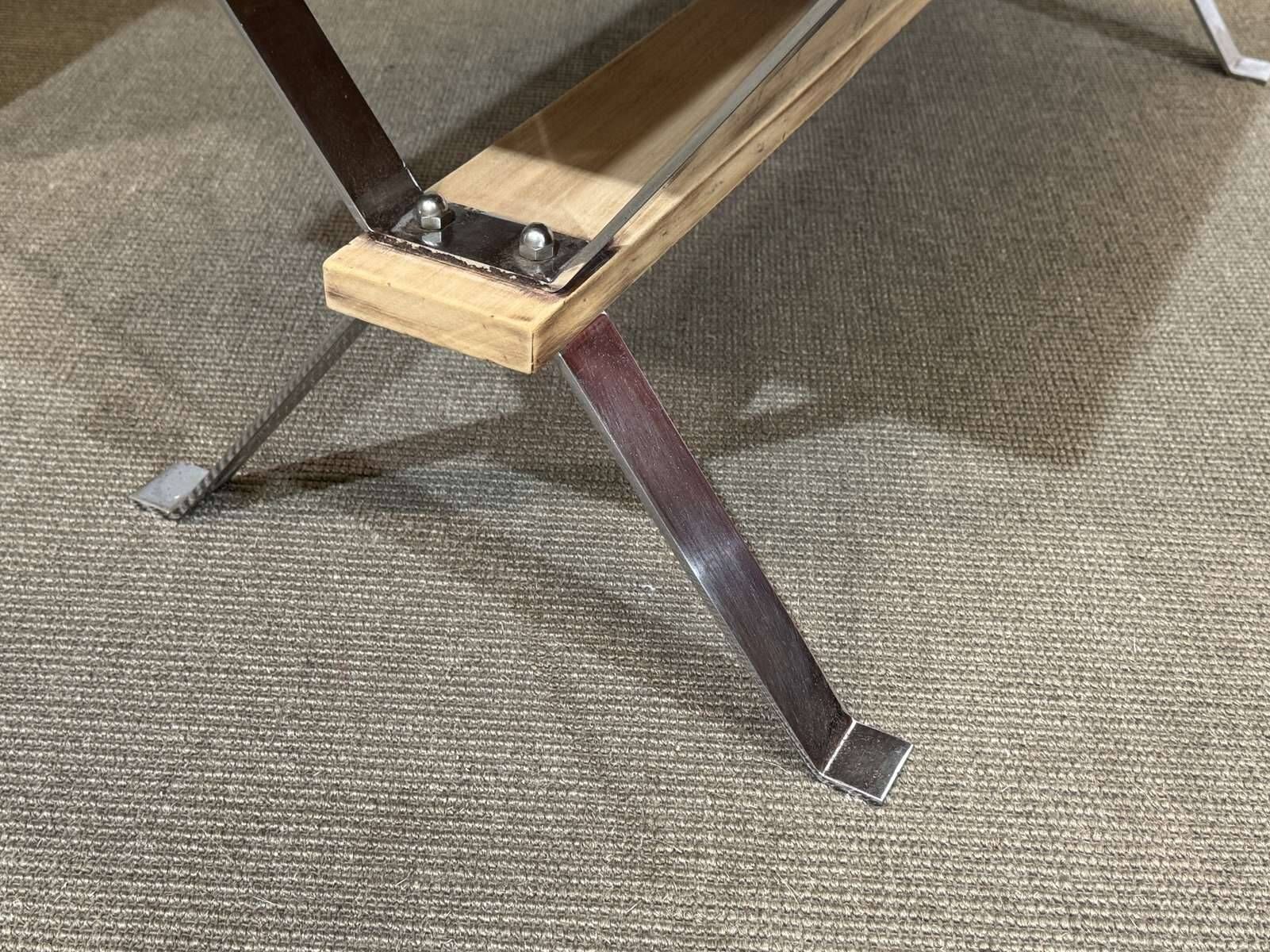 1970s coffee table, tiled top and chrome metal base.