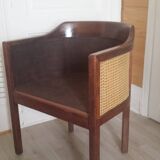 Art Deco style armchairs, wood and cane