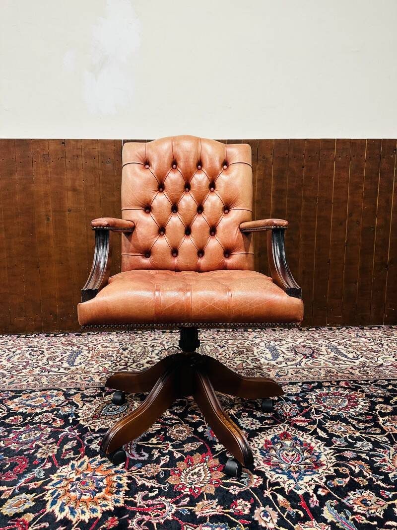 English Chesterfield Salmon color President Chair Office chair