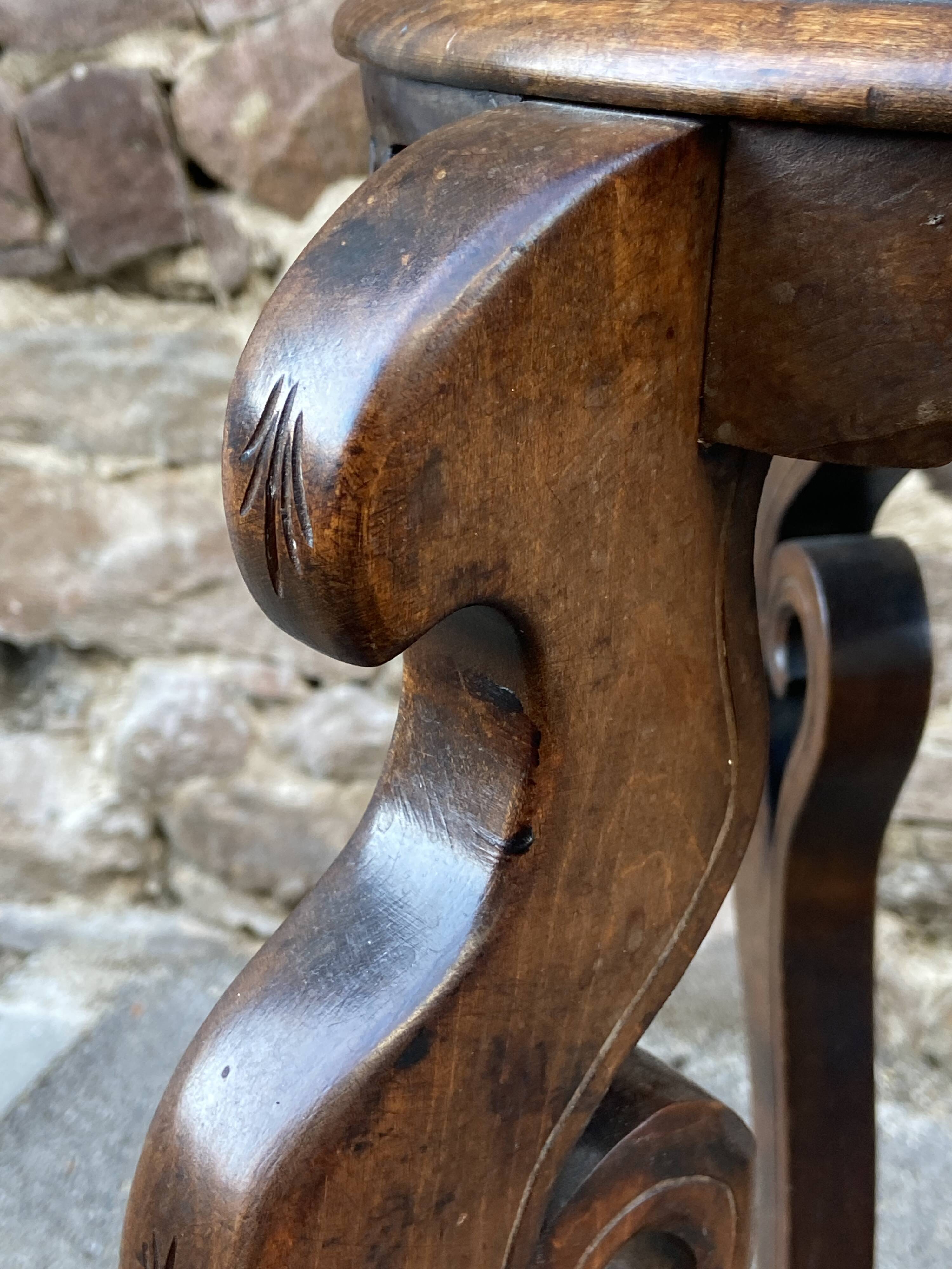 Colonial style pedestal table Indochina Asia vintage 1930s carved wood