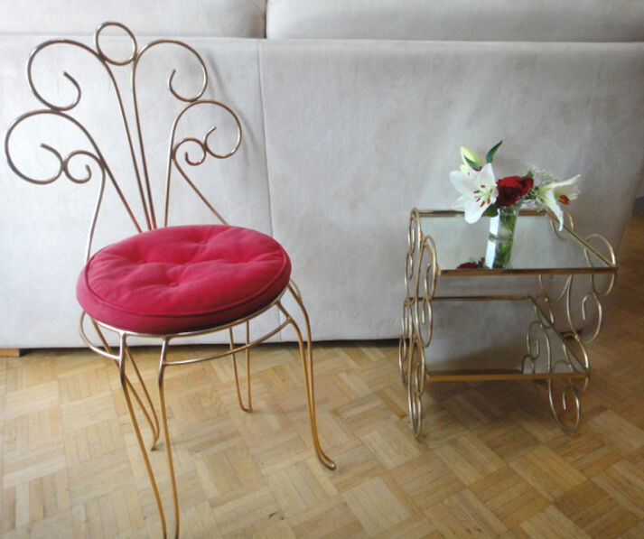 Metal bedside table dore vintage