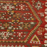 Tapis Kilim en laine beige et rouge 6x13, 193x406 cm