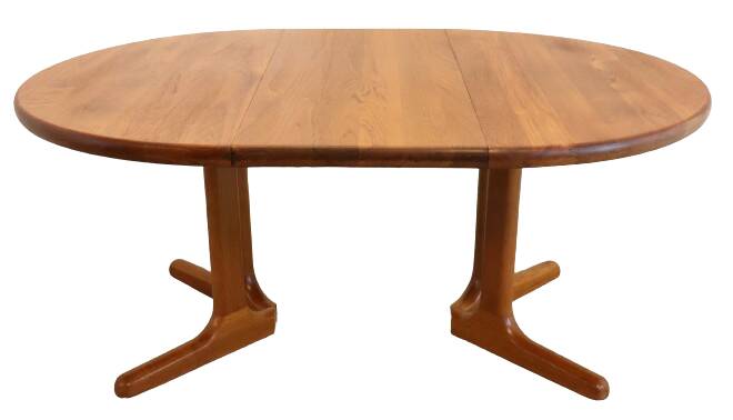 Ronde 1x verlengbare deense teak  Dyrlund eettafel 'Ommel'