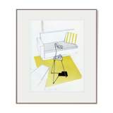Kitsch art print from the 1950s/60s, modern décor. Wrought iron table.