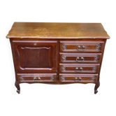 Vintage secretary chest of drawers in solid oak, Louis XV style.