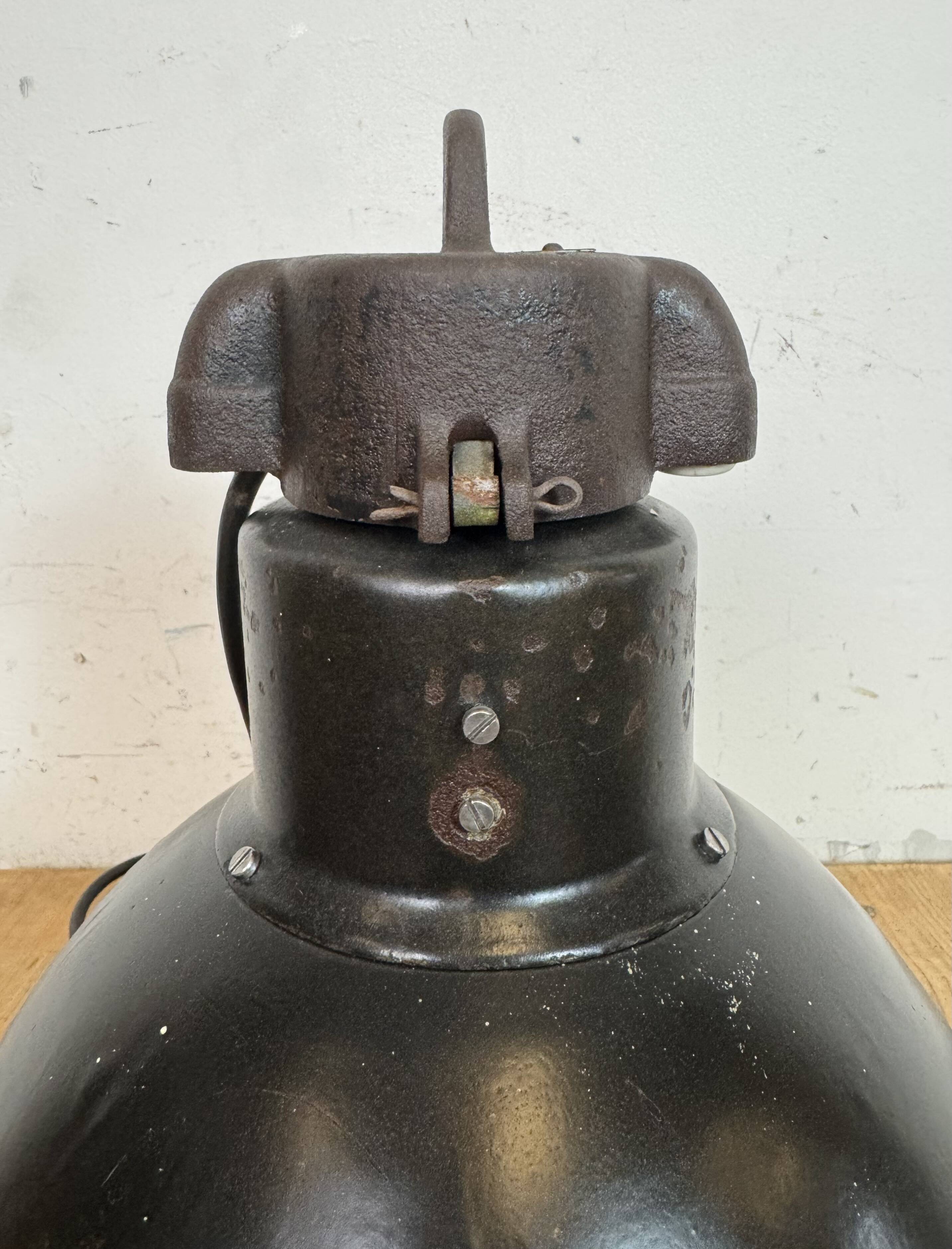 Industrial Bauhaus Black Enamel Pendant Light, 1930s