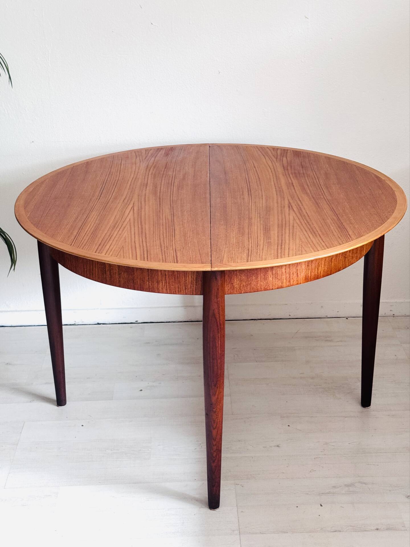 Vintage round dining table 1960s teak Lübke