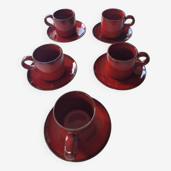 5 mugs et 5 soucoupes vintage Granada Villeroy et Boch