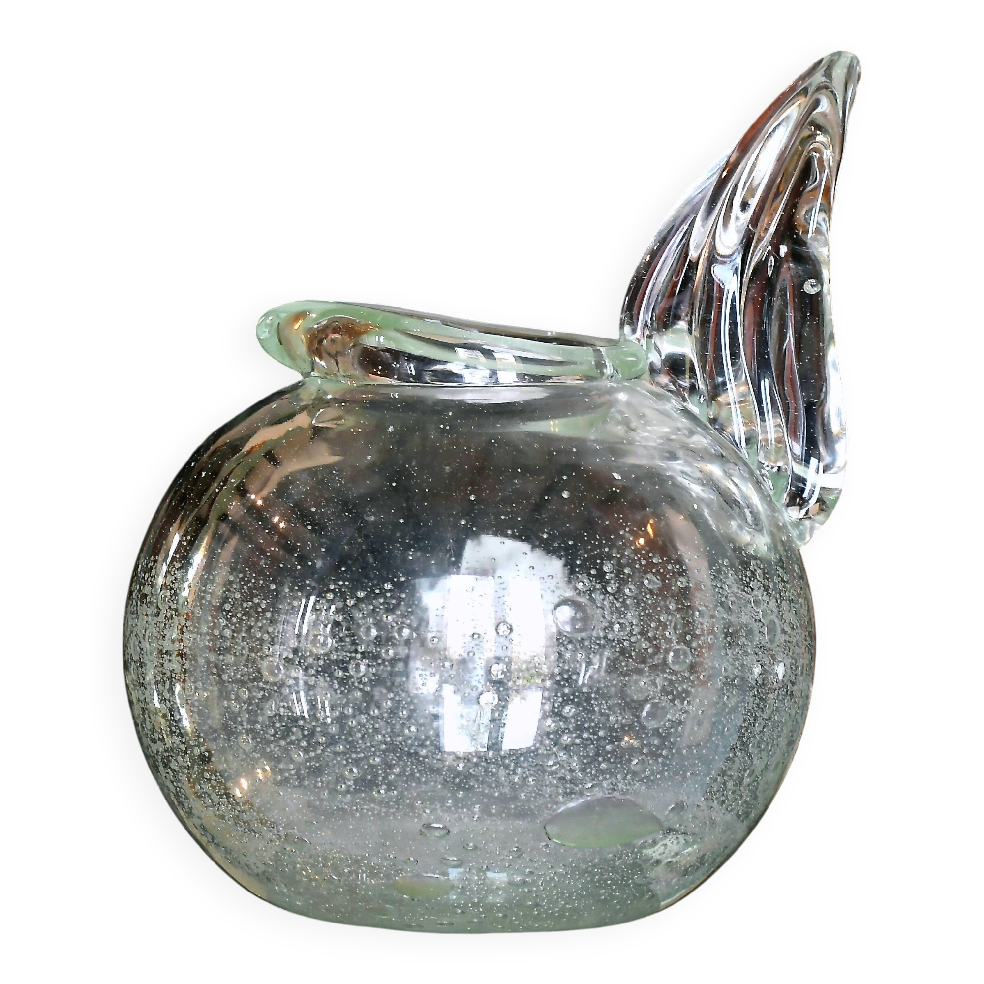 Vase in thick bubbled glass by SCHNEIDER, model by Robert-Henri Schneider.
