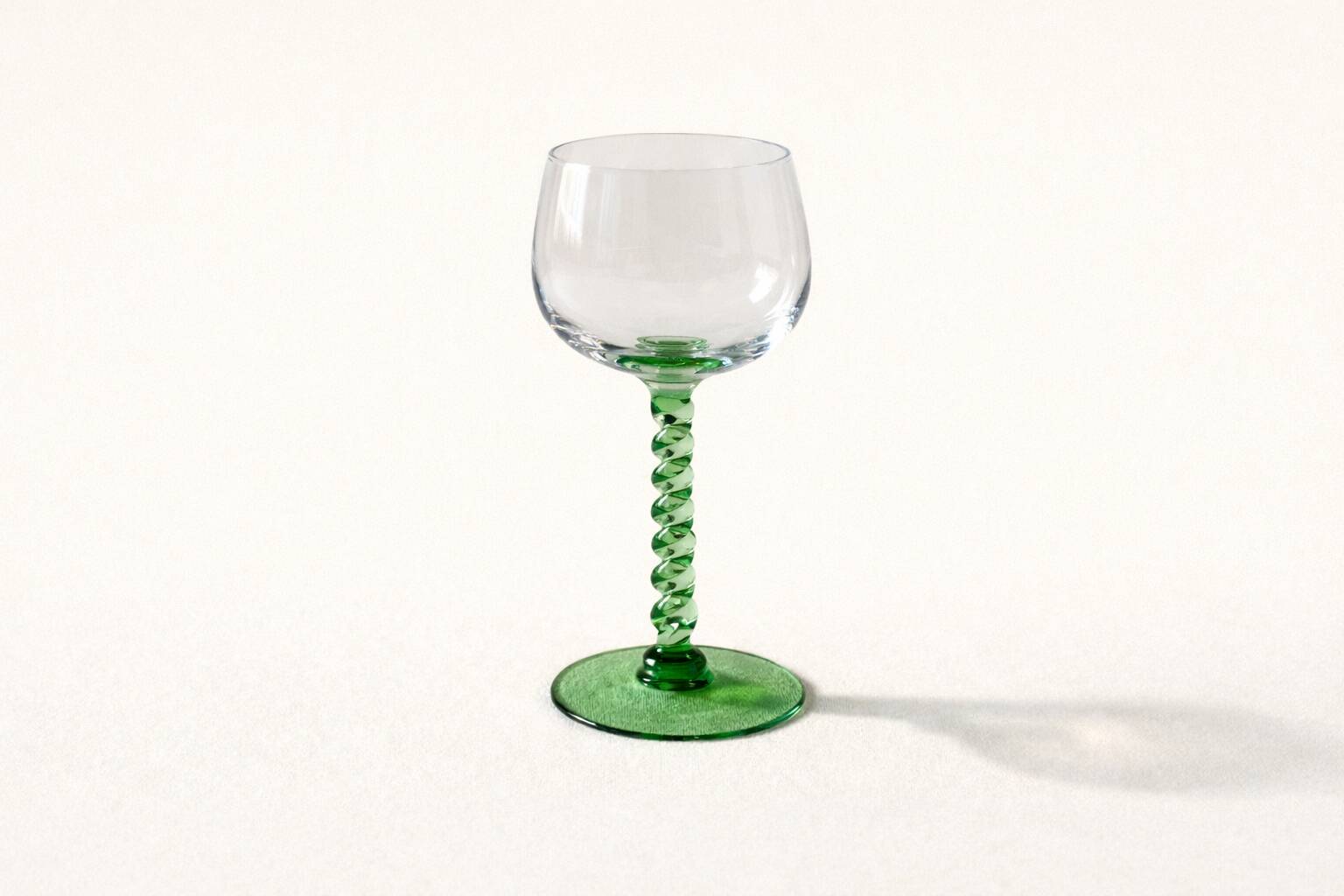 Twisted stem white wine glasses from Alsace