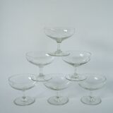 set of 6 engraved crystal champagne glasses 1950 8 X 9.5 cm