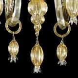 Contemporary Venetian Gold Murano Style Glass Chandelier With Leaves