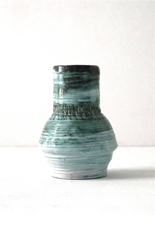 Danish mid-century ceramic vase by Ernst Nielsen / unique piece / Faxe / 1960s / 1970s