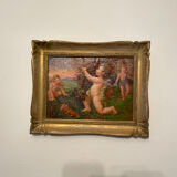 Tableau ancien XIXème huile sur panneau « Putti «