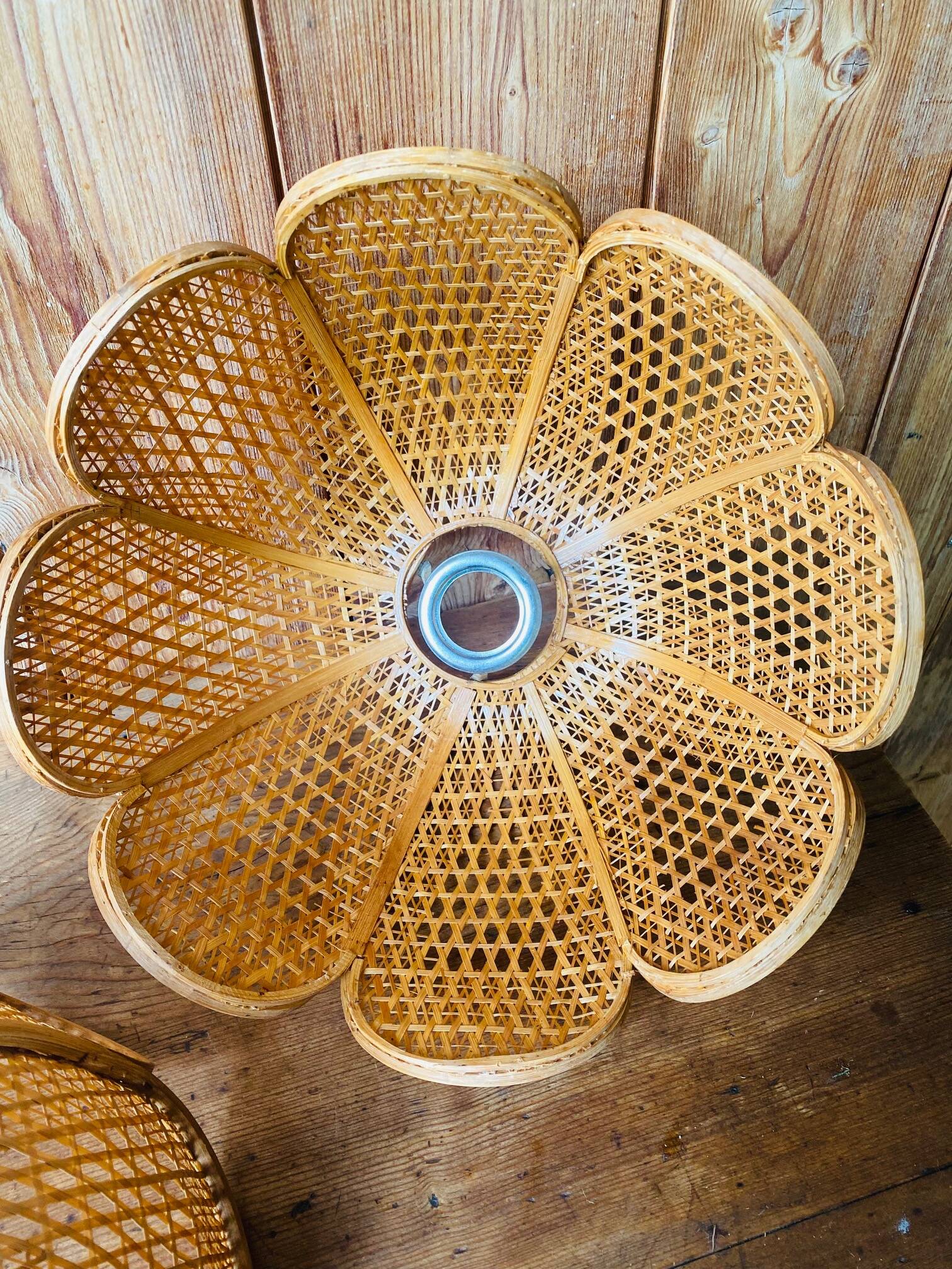 Paire de Suspension en rotin vintage