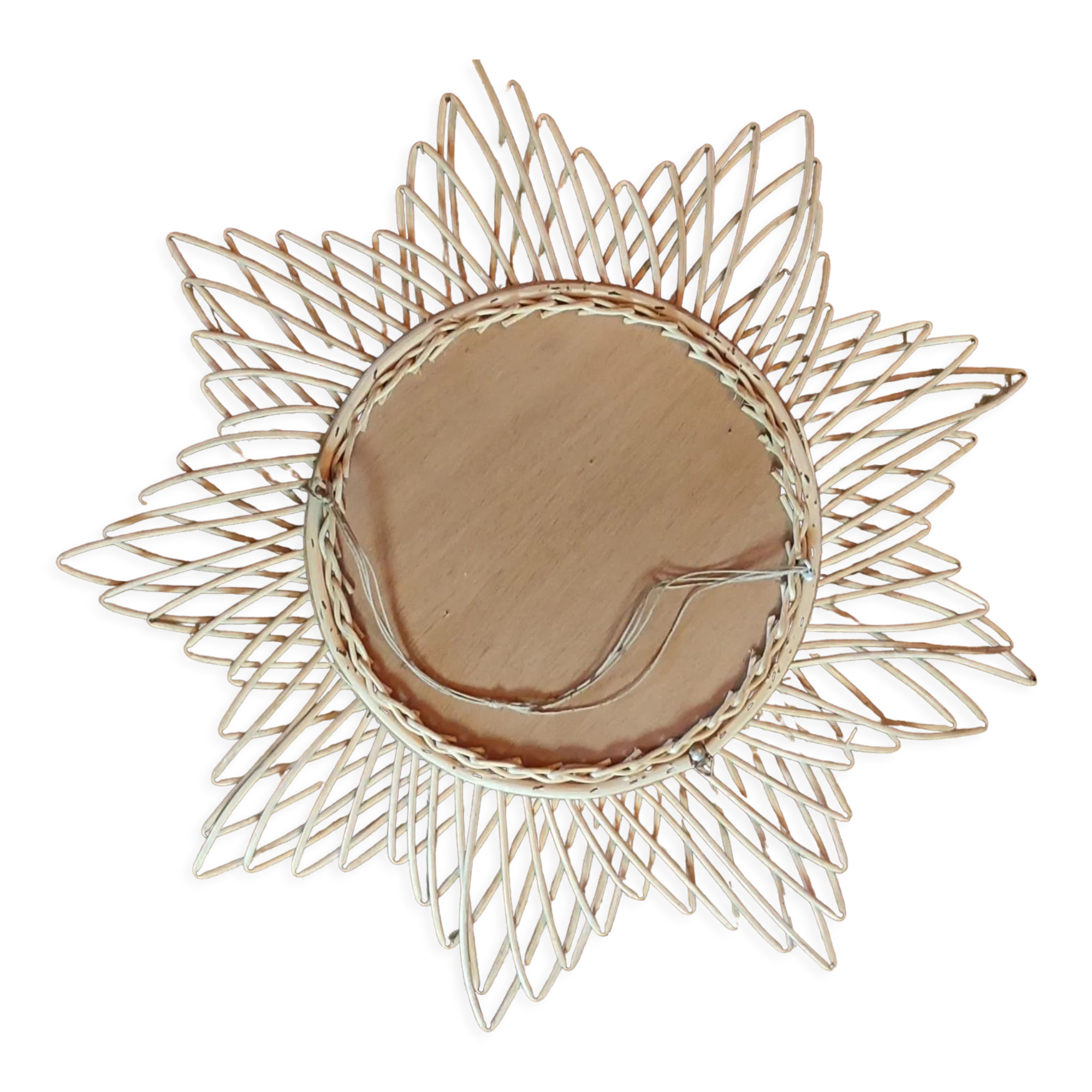 Vintage rattan sun mirror, 51 cm