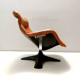 Karuselli Lounge Chair by Yrjö Kukkapuro for Haimi in Orange Leather, 1970s