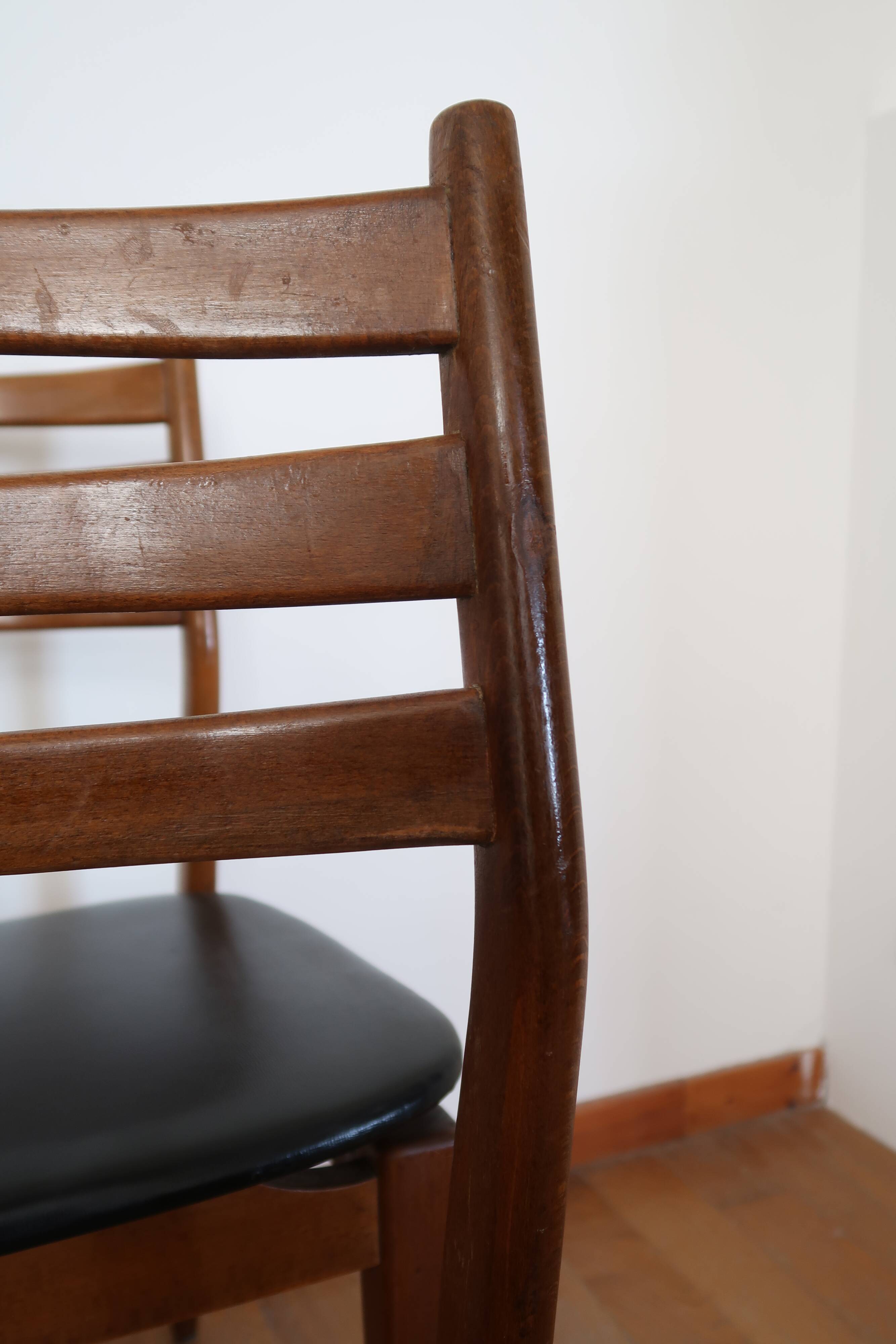 6 Scandinavian beech skai chairs