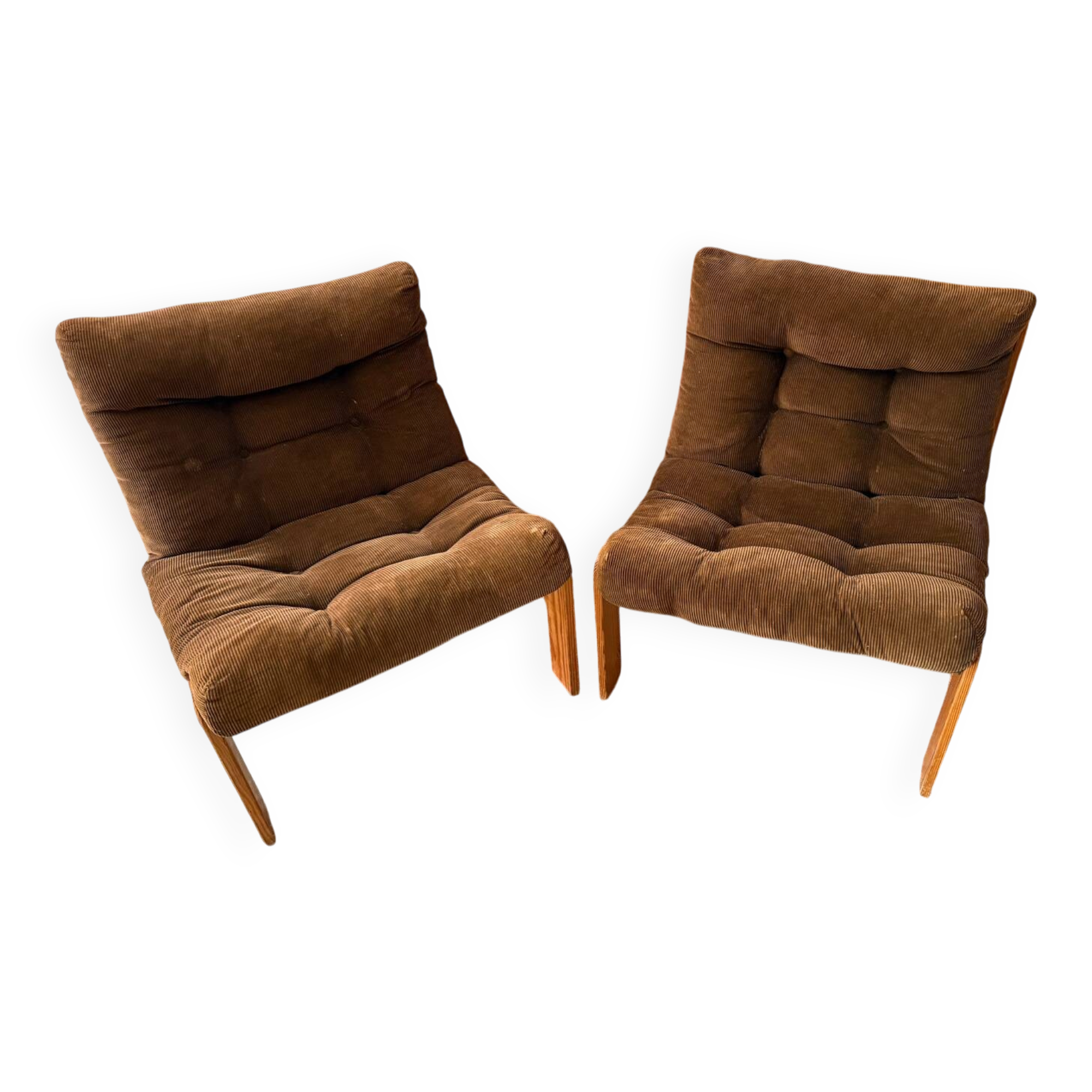 Small Scandinavian pine and velvet armchair