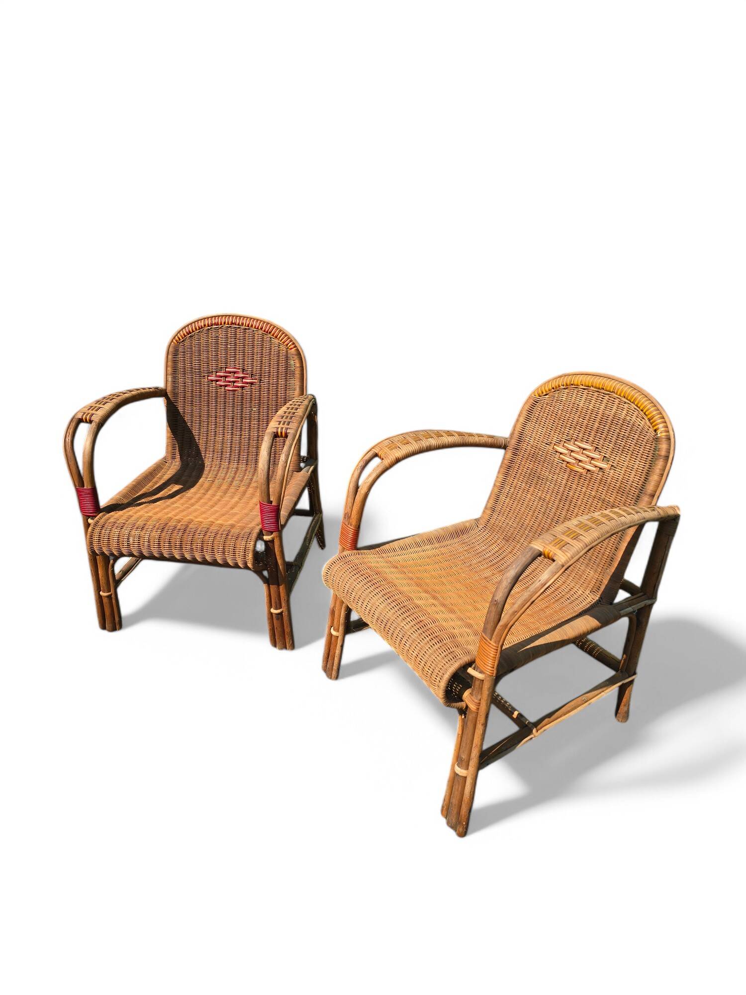 Pair of vintage rattan armchairs
