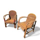 Pair of vintage rattan armchairs