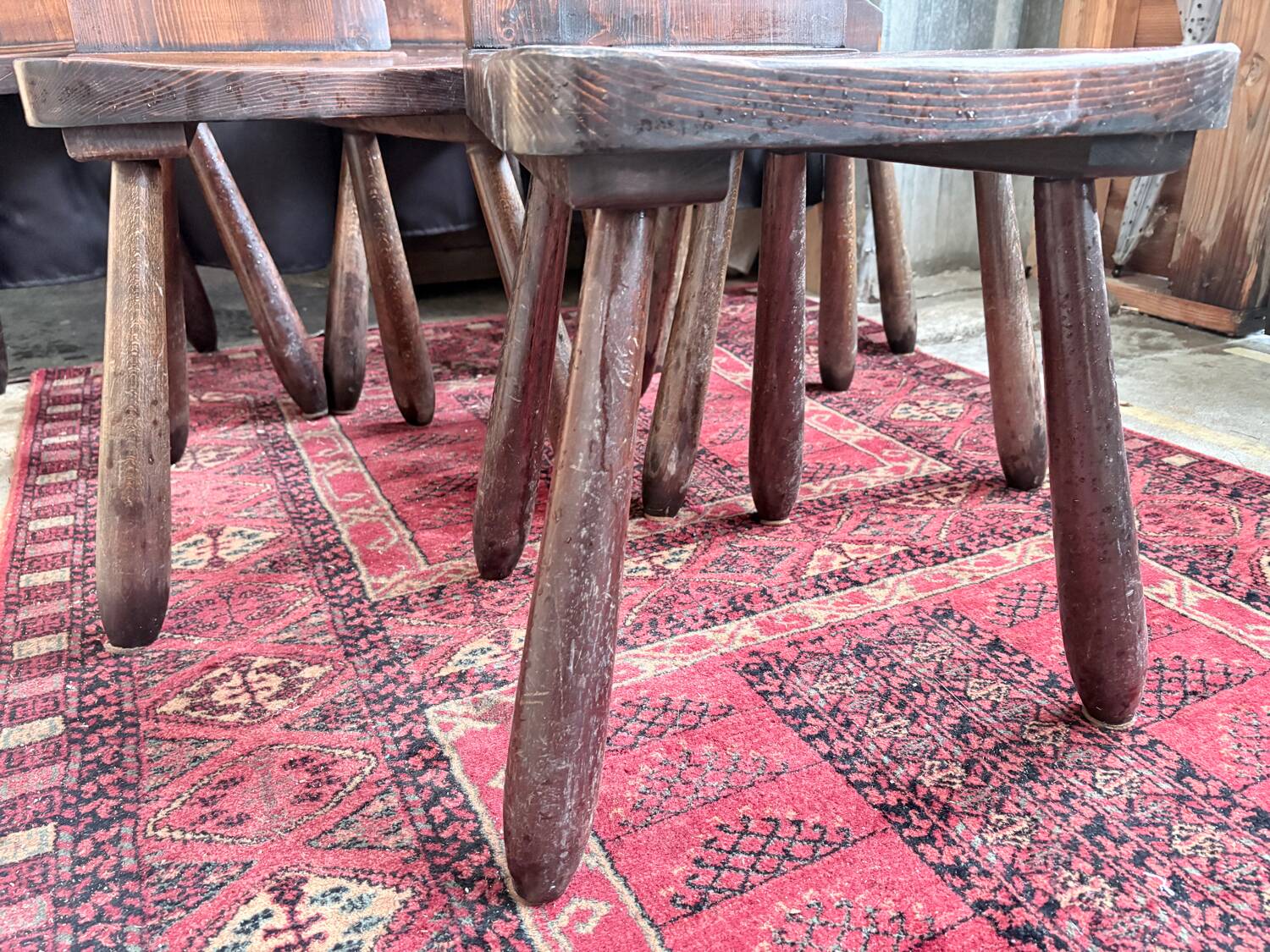 Set of 6 brutalist mountain chairs – chalet style – 1950s/60s