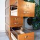 Old file cabinet, oak and brass, early 20th century