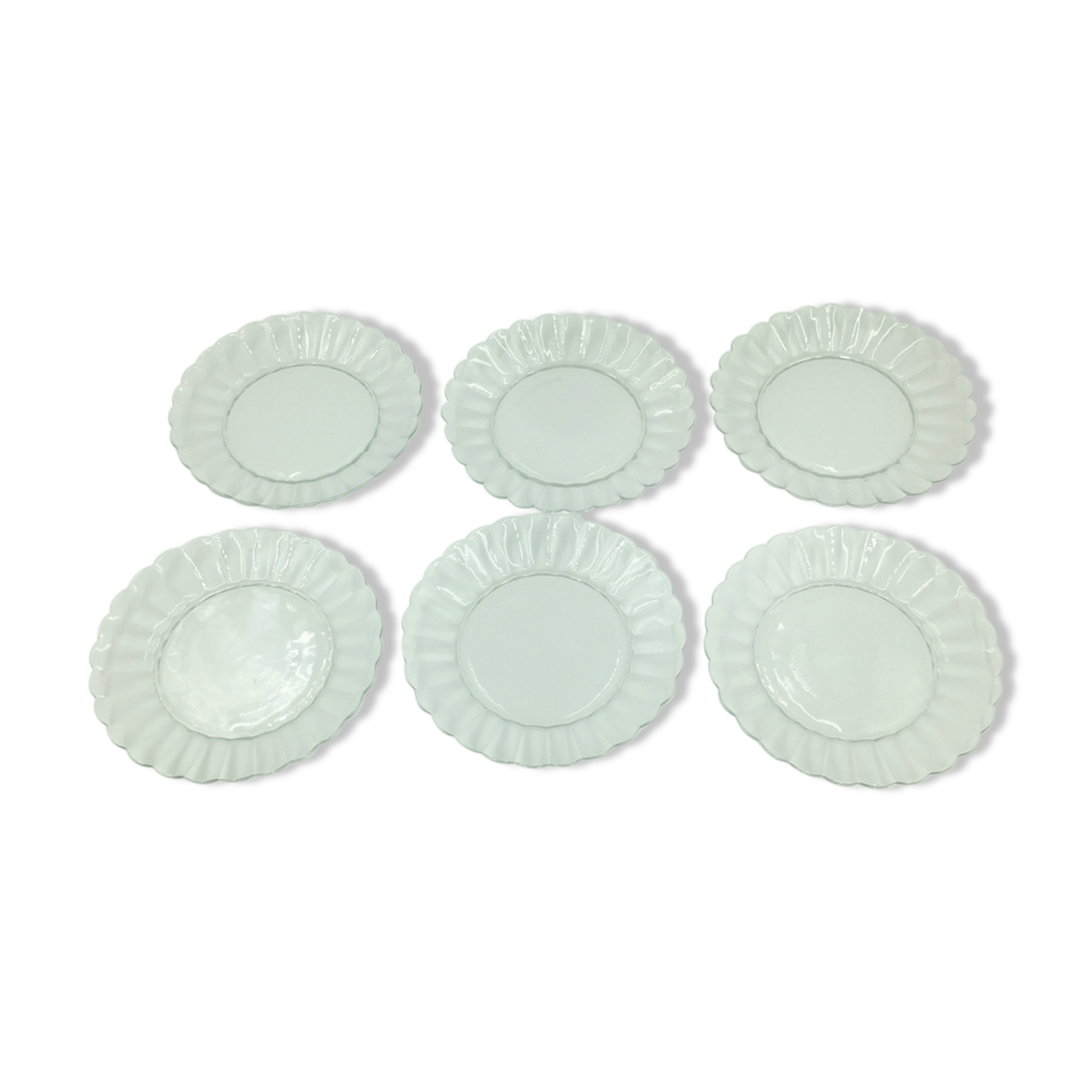 6 glass dessert plate set