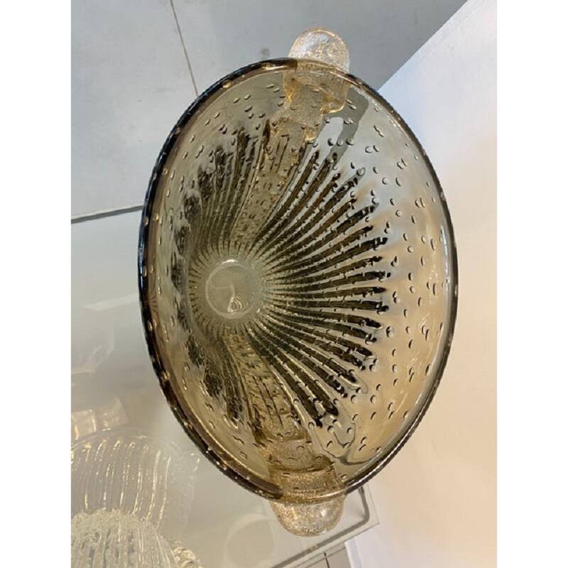 Contemporary handmade fume' with air balls murano glass style vase