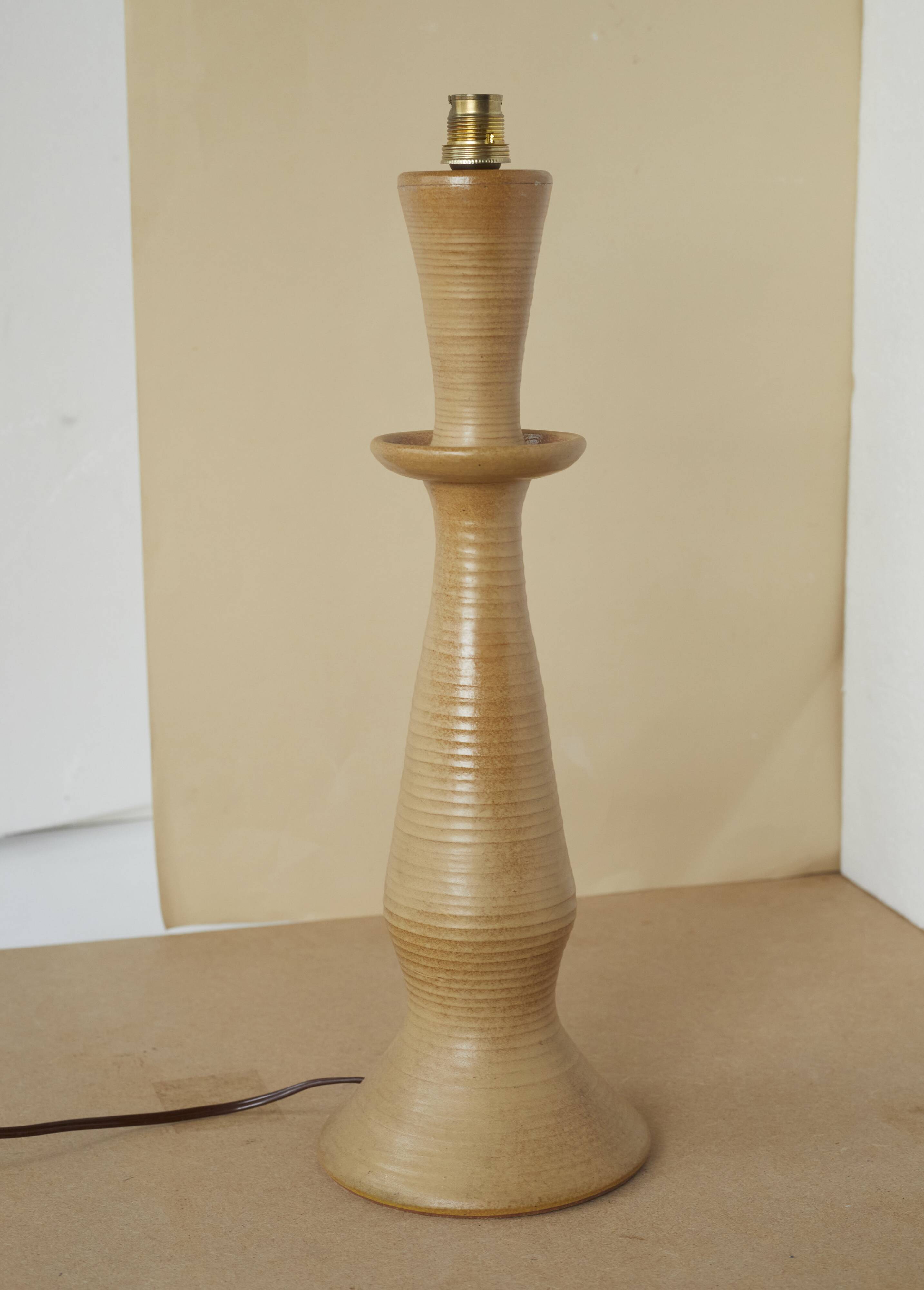 Ceramic / sandstone lamp base signed Drillon vintage 50s / 60s