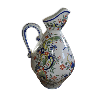 Cider pitcher in Rouen earthenware signed Dieul