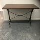 Old rectangular metal bistro table Wooden top Bar Restaurant