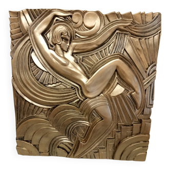 Large Art Deco bas-relief dancer "Folies bergère" after Maurice Picaud