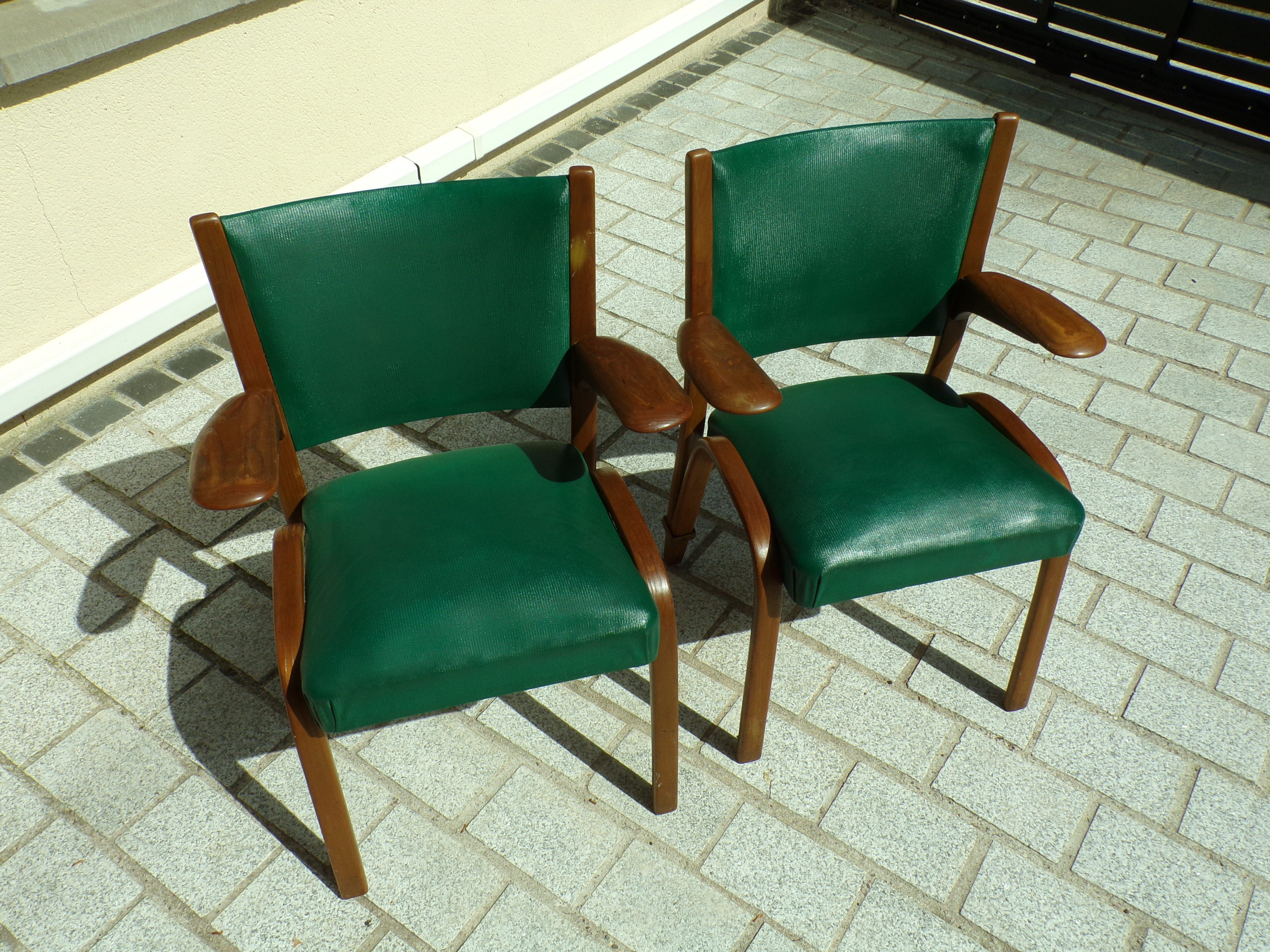 Pair of Bow Wood armchairs by Hugues Steiner