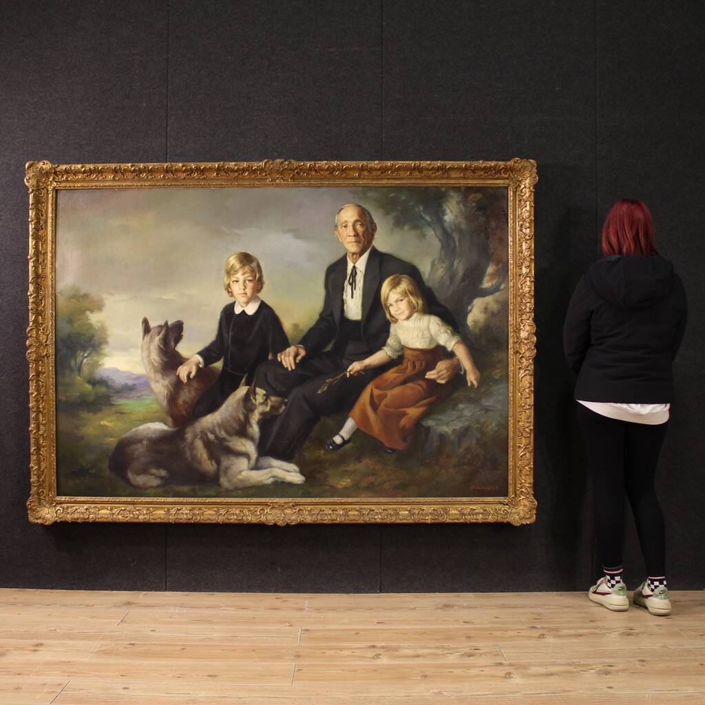 Family portrait signed Francisco Ribera and dated 1972