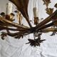 Rare suspension / antique chandelier with 5 lights - Flowers & Foliage in gilded metal