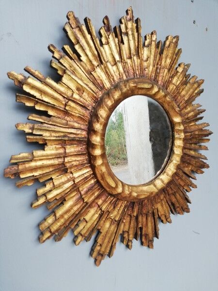 Mirror sun carved wood gilded period early 20th century