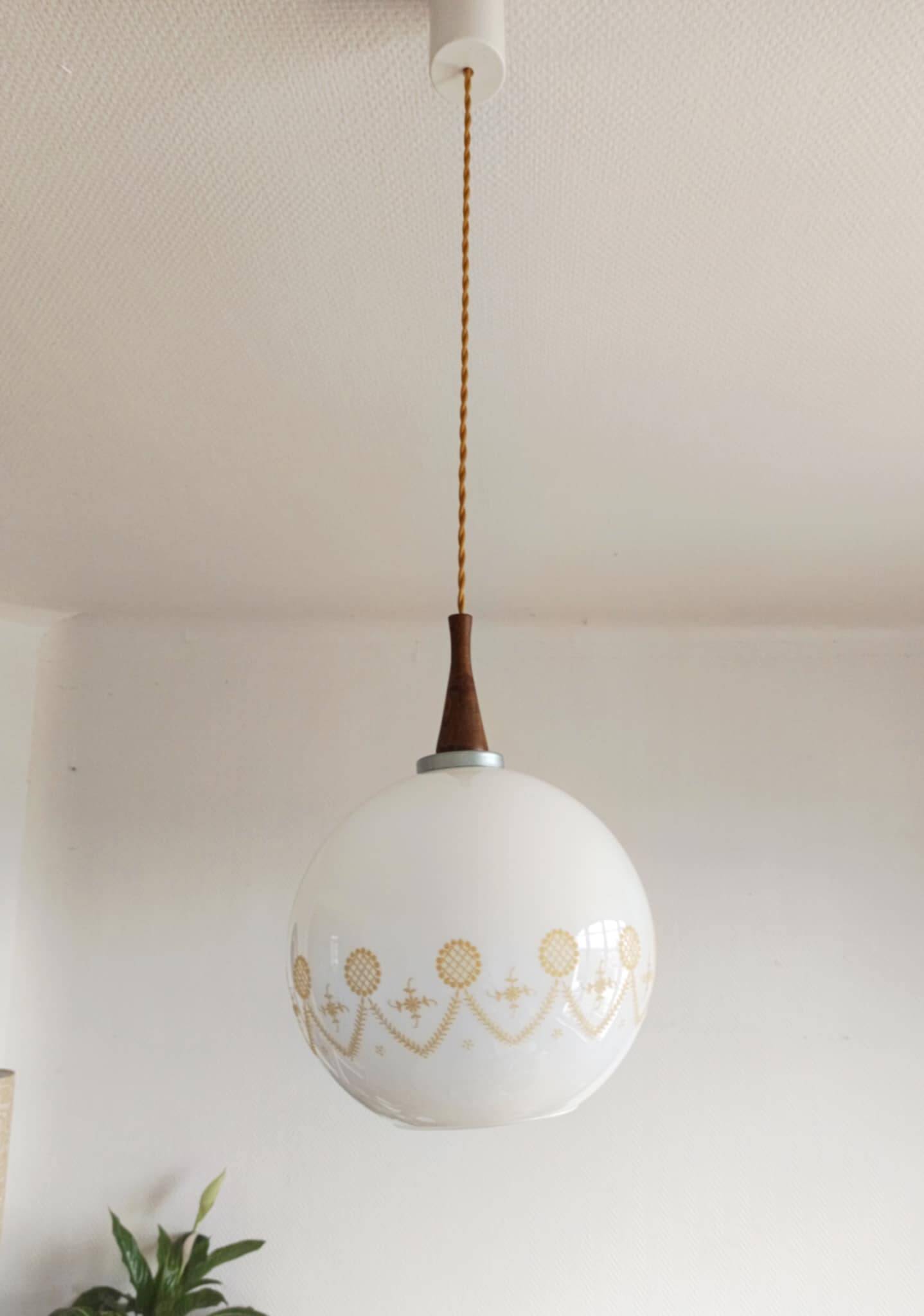 Vintage opaline pendant light 1970