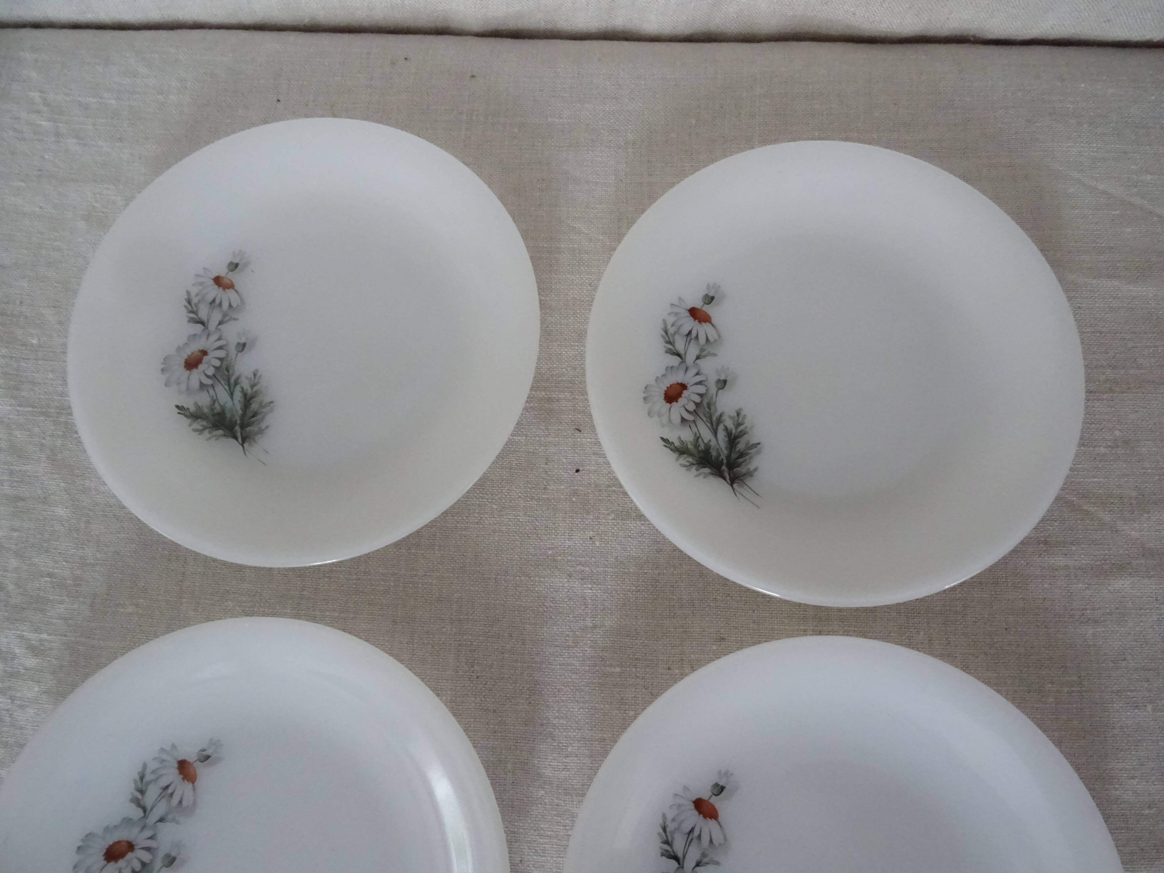 6 plates daisies flowers dessert arcopal 15992