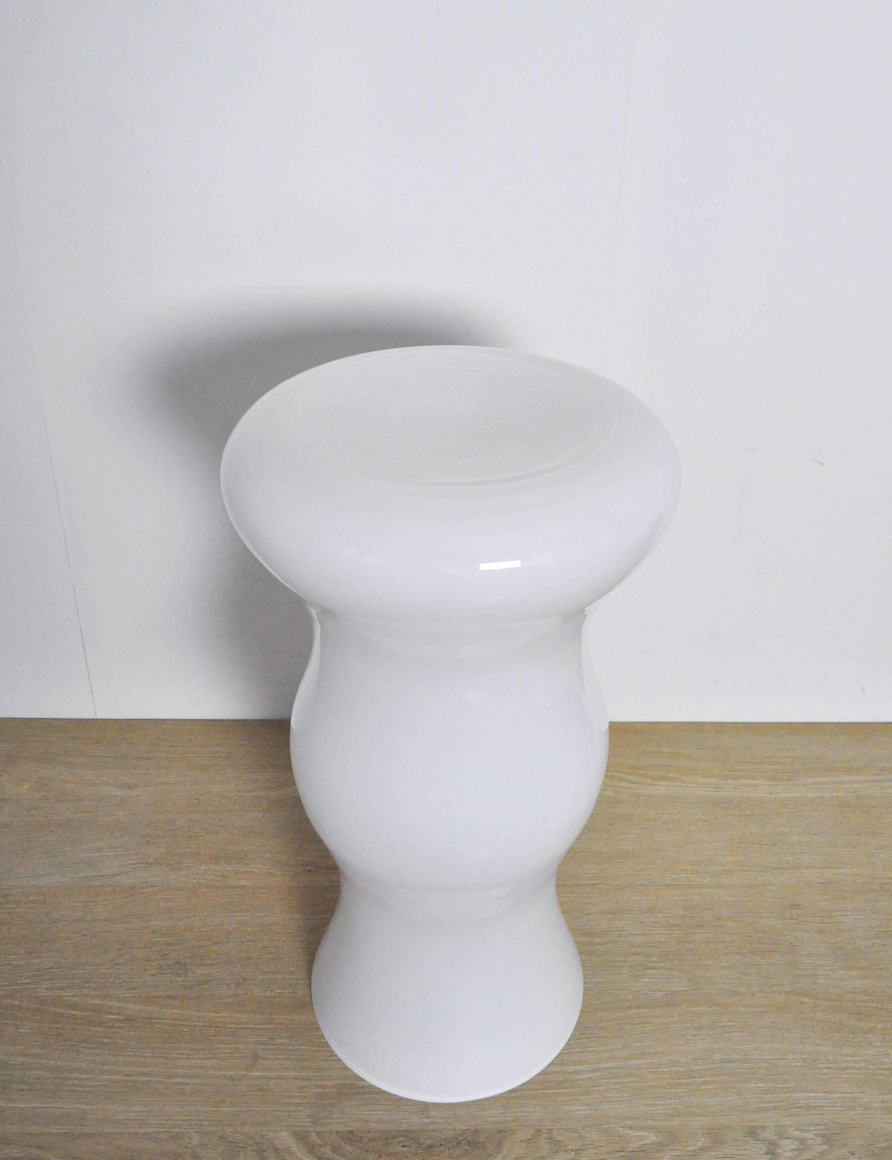 Mouth blown Holmegaard large white glass floor vase by Erik Bagger